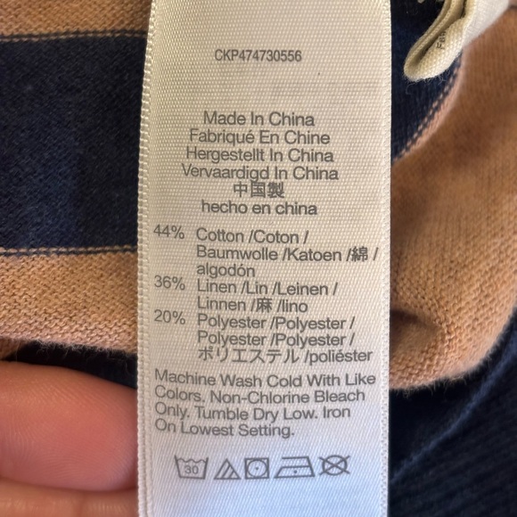 Madewell Lightweight Striped Crew Neck Single Pocket Cotton Blend Sweater - Picture 9 of 9